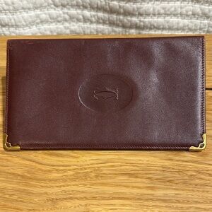 Cartier Paris Vintage Burgundy Leather Fold-over Bifold Organizer Wallet